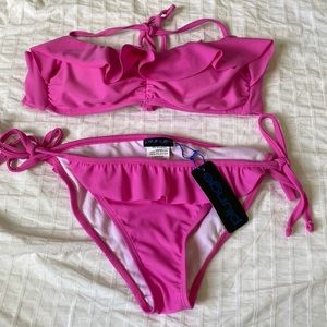 PLUNGE PINK 2-PIECE SWIMSUIT SWIMWEAR SET, SIZE XS NWT